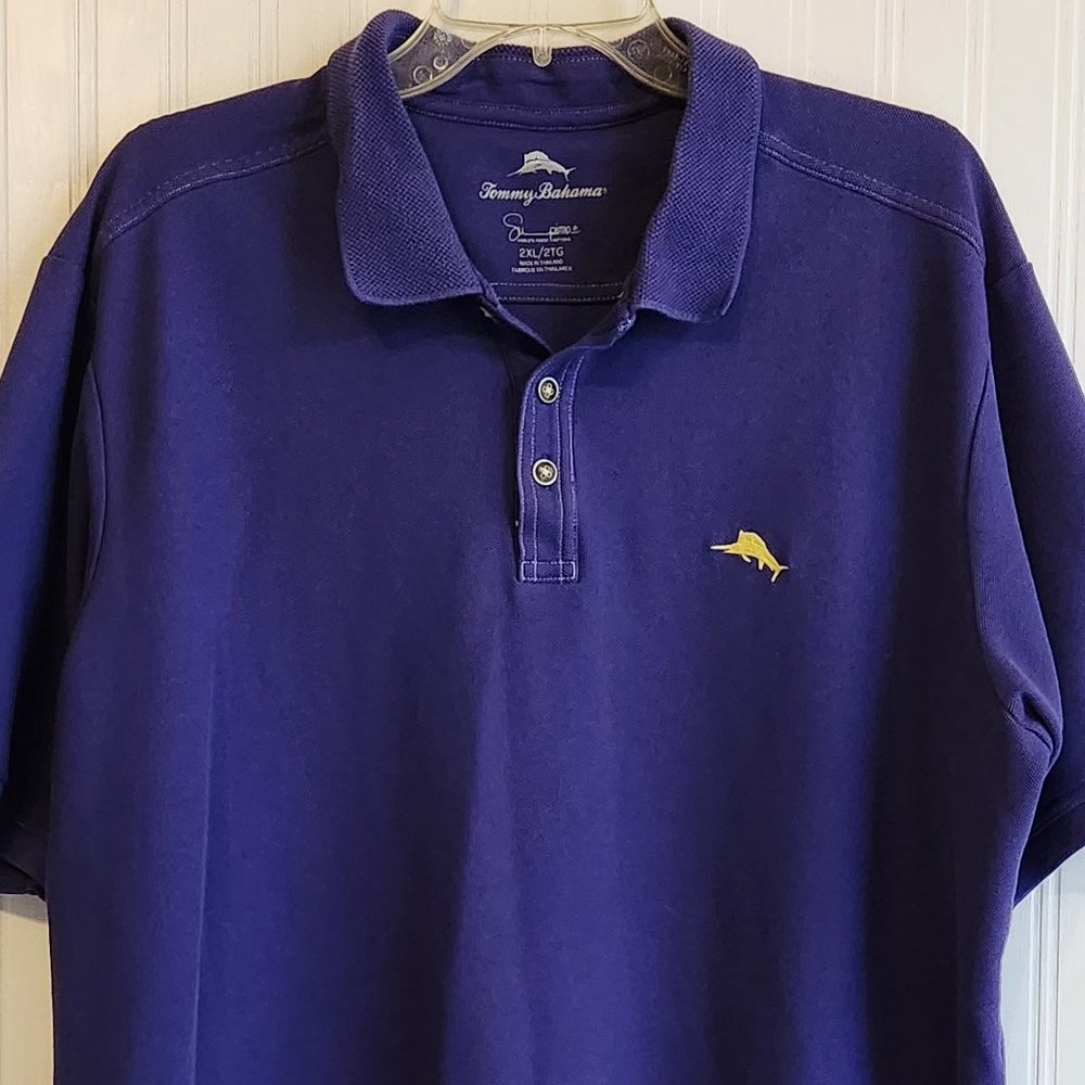 TOMMY BAHAMA Men's Purple Pima Cotton Polo Shirt - 2XL - Picture 2 of 5